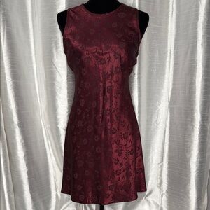 Steppin’ Out Juniors 9/10 Vintage Burgundy Floral Shimmer Mini Sleeveless Dress